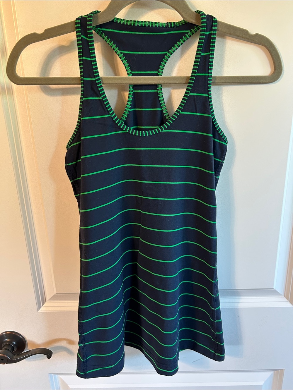 lululemon athletica Navy and Neon Green Striped Racerback Tank
